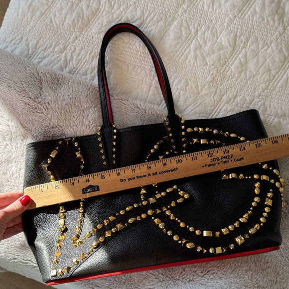 CHRISTIAN LOUBOUTIN Cabata Small Love Calf Paris Tote Bag studded stud sparkly - Picture 15 of 16